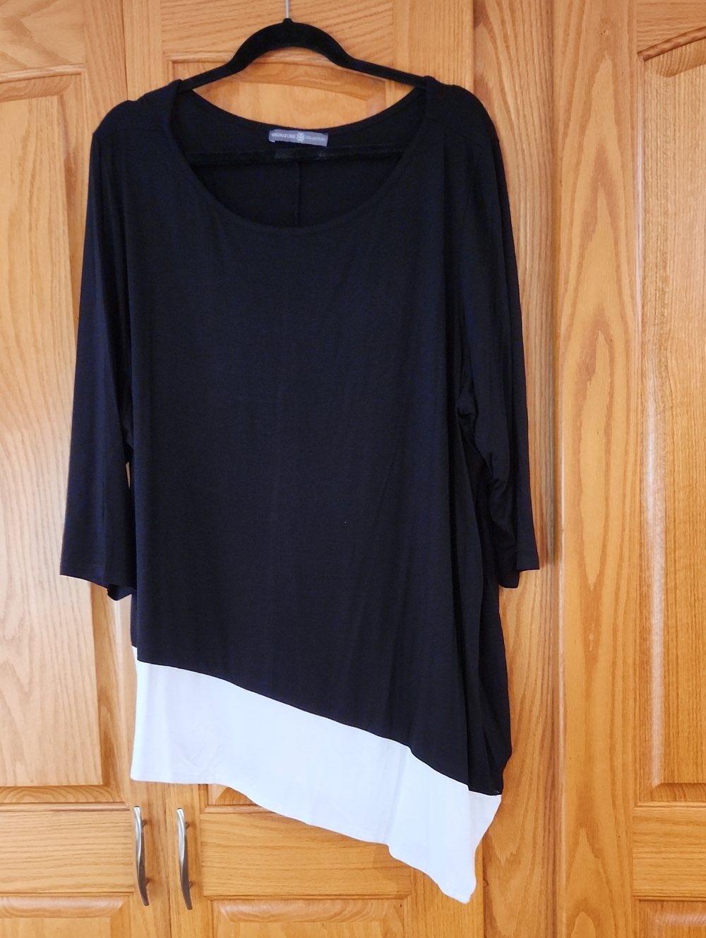 Black and White Asymmetric Layered Women's Tunic